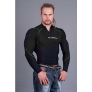 MADMAX Kompresní triko s dlouhým rukávem MSW903 black/green